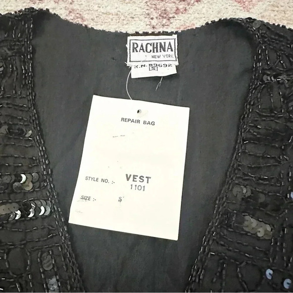 NWT vintage black sequin vest size small - Picture 3 of 6